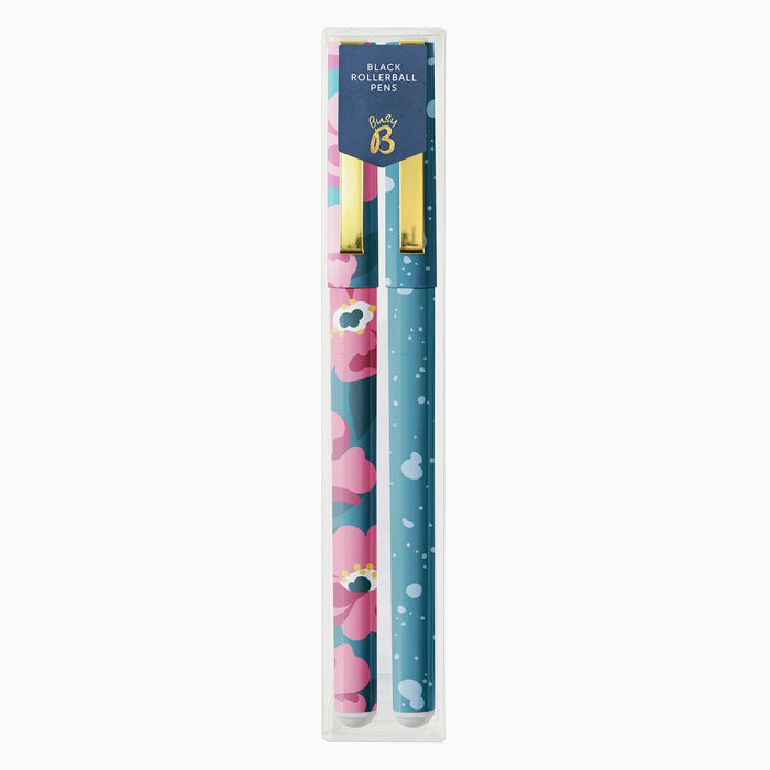 Busy B Rollerball Pens Teal Floral