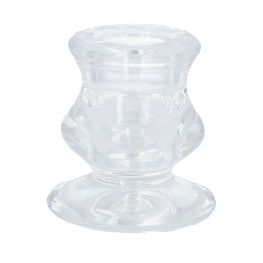 Gisela Graham  Clear Glass Short Candlestick