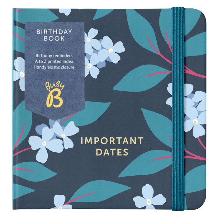 Busy B Birthday Book Charcoal Floral