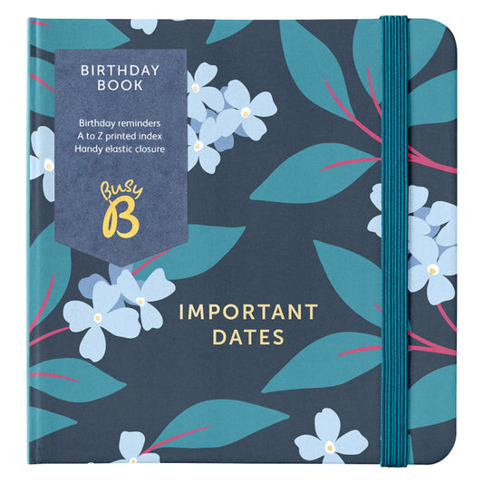 Busy B Birthday Book Charcoal Floral