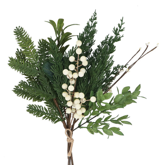 Gisela Graham Winter Foliage Bunch with white Berries Spray