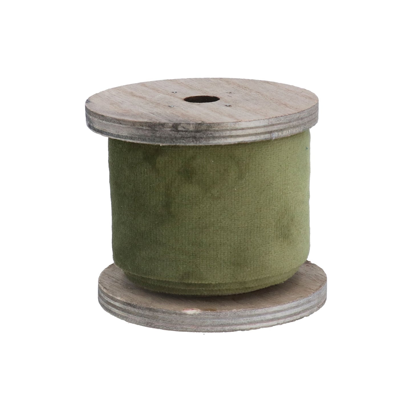 Gisela Graham Green Velvet Ribbon With Wooden Bobbin