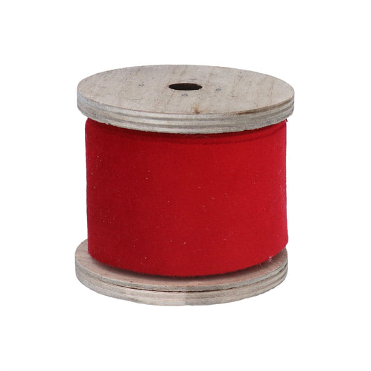 Gisela Graham Red Velvet Ribbon With Wooden Bobbin
