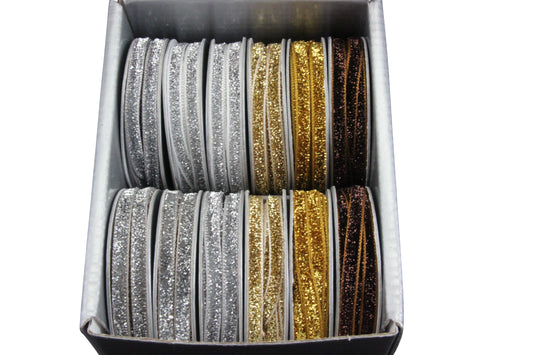 Gisela Graham Silver Gold Chocolate Lurex Ribbon