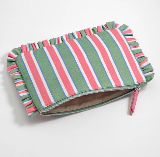 Estella Bartlett Green Stripe Ruffle Pouch
