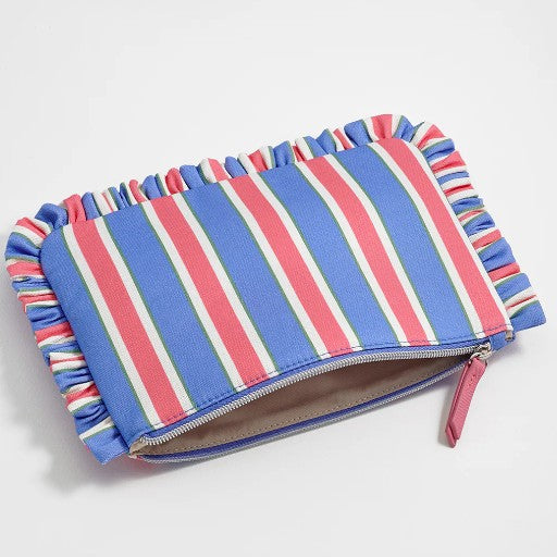 Estella Bartlett Blue Stripe Ruffle Pouch