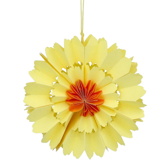Gisela Graham Yellow Multi Petal Paper Flower Decoration