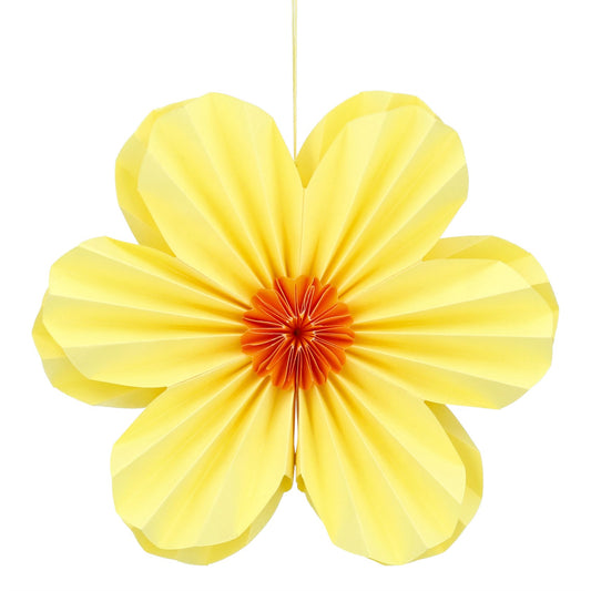 Gisela Graham Yellow Six Petal Paper Flower Decoration