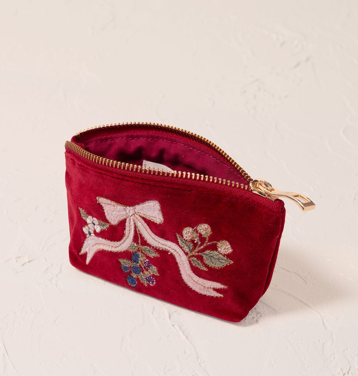 Elizabeth Scarlett Rouge Velvet Coin Purse - Berries & Bows