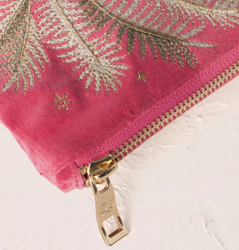 Elizabeth Scarlett Peony Velvet Everyday Pouch - Botanical Zebra