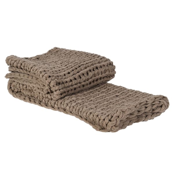 Coffee Chunky Knitted Throw