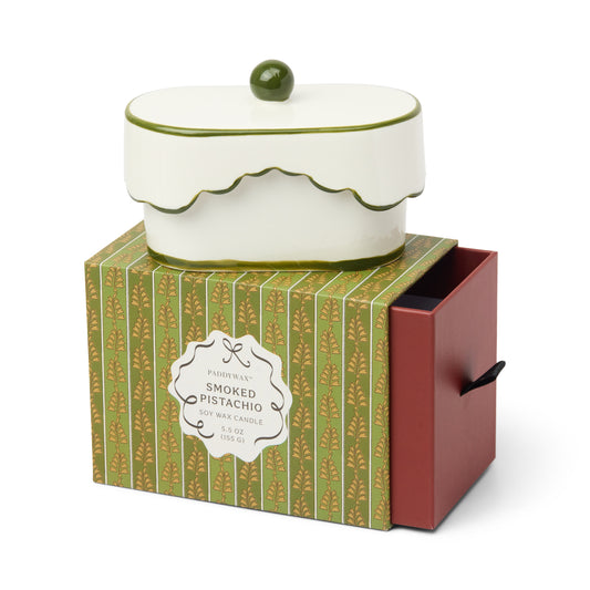 Paddywax Boxed Porcelain Ceramic Dish Candle - Smoked Pistachio