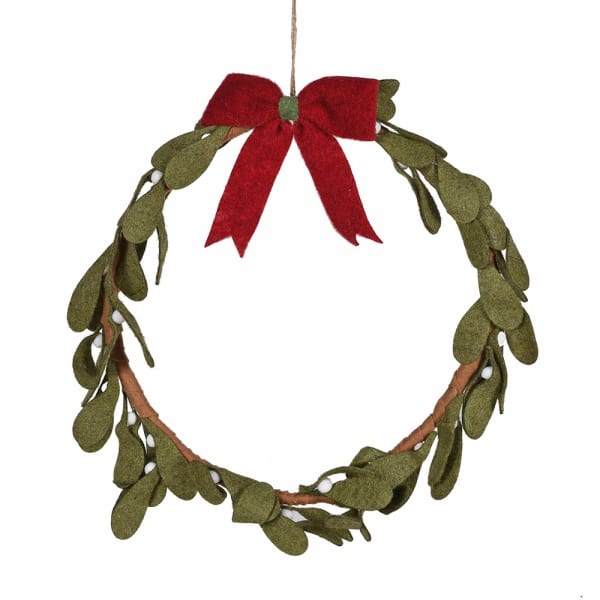 Red Bow Mistletoe Wreath