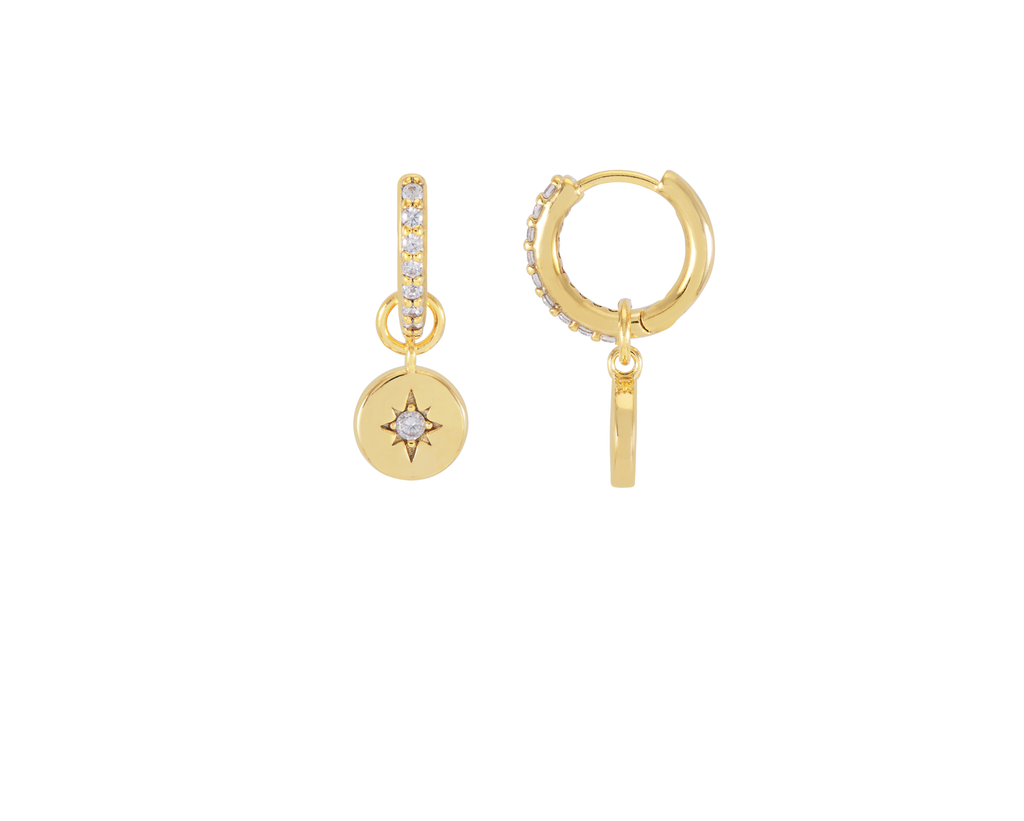Estella Bartlett CZ North Star Coin Hoops
