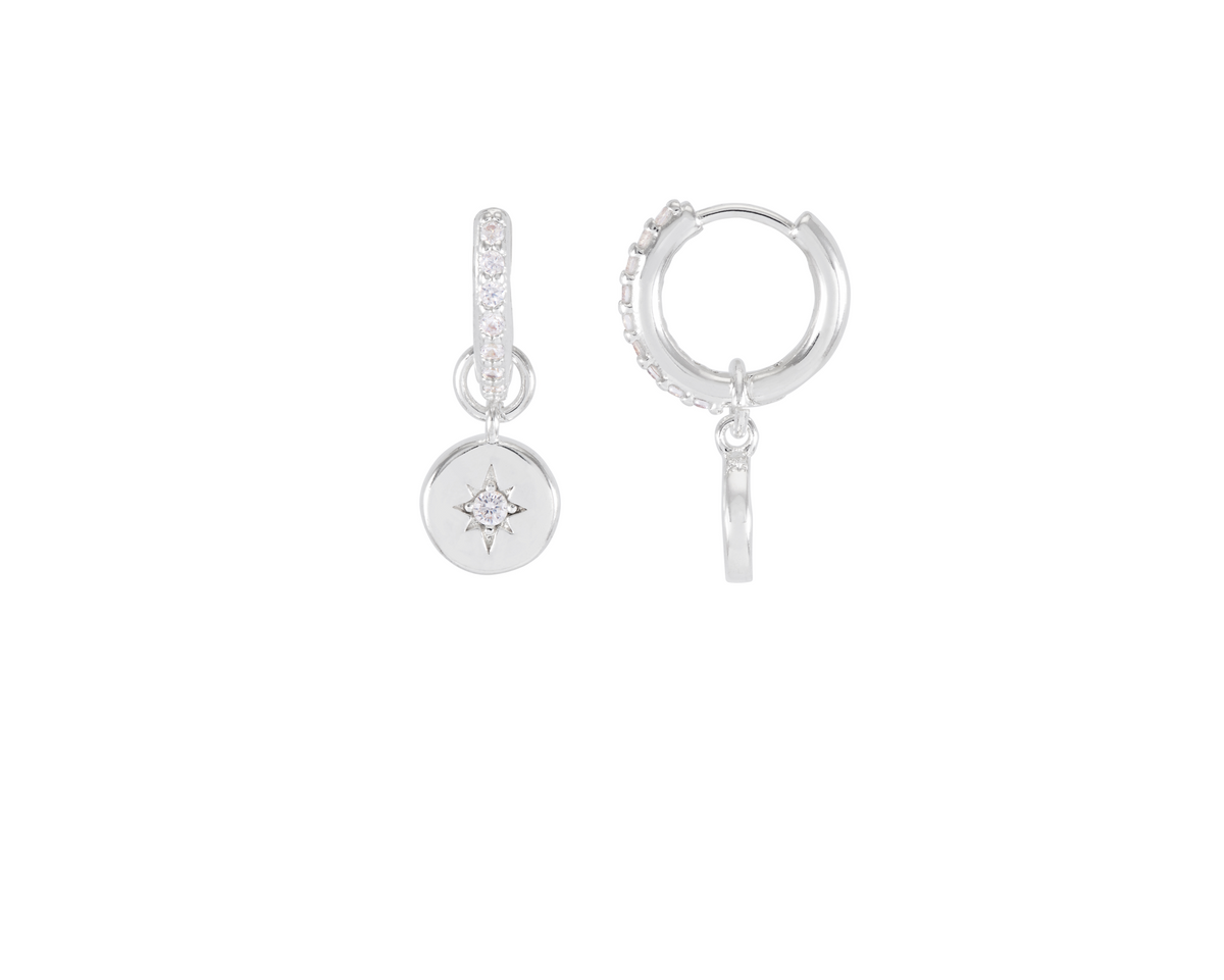 Estella Bartlett CZ North Star Coin Hoops