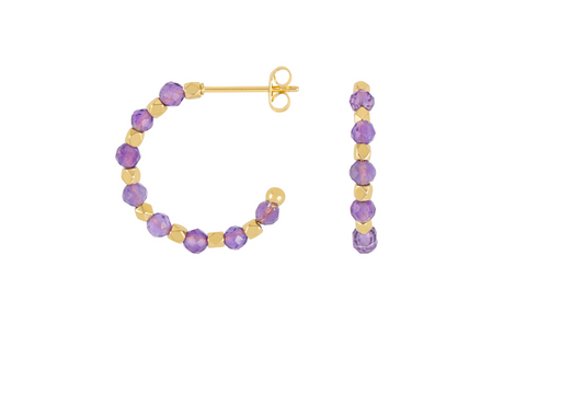 Estella Bartlett Wellness Coco Beaded Hoop Earrings - Amethyst