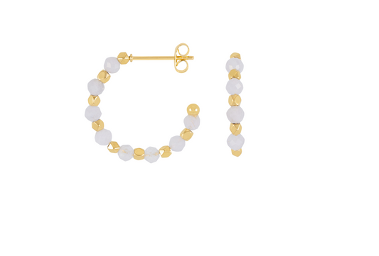 Estella Bartlett Wellness Coco Beaded Hoop Earrings - Blue Lace Agate