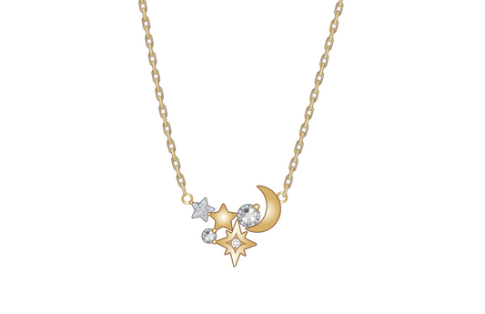 Estella Bartlett Moon and Stars Cluster Necklace