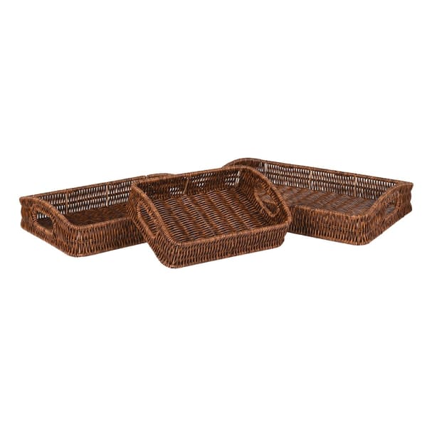 Set of 3 Faux Rattan Trays
