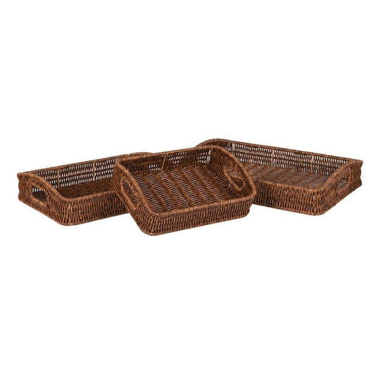 Set of 3 Faux Rattan Trays