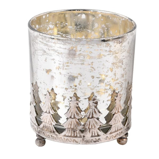 Antique Silver Xmas Tree Votive