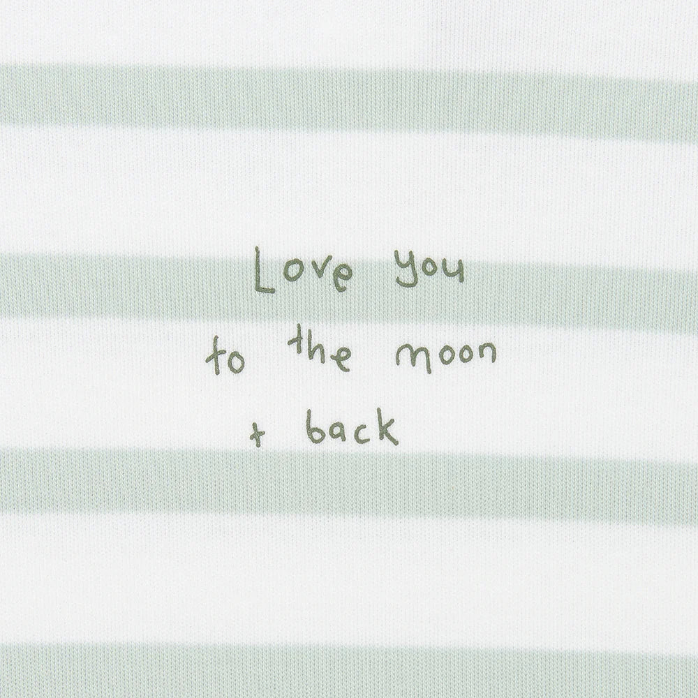 Bob & Blossom Powder Blue & White Love You To The Moon And Back Breton Striped All-in-One