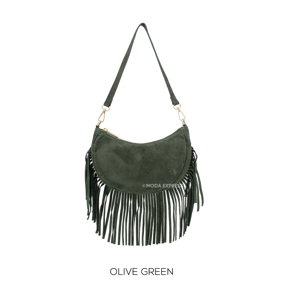 Suede Leather Round Small Bag with Fringes in various colours