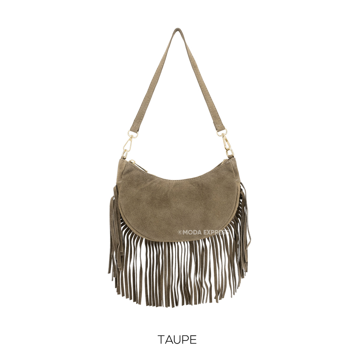 Suede Leather Round Small Bag with Fringes in various colours