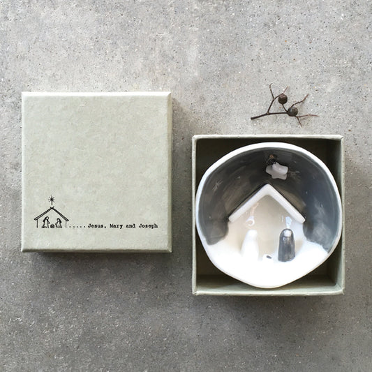 East of India Half Porcelain Bauble - Jesus, Mary and Joseph