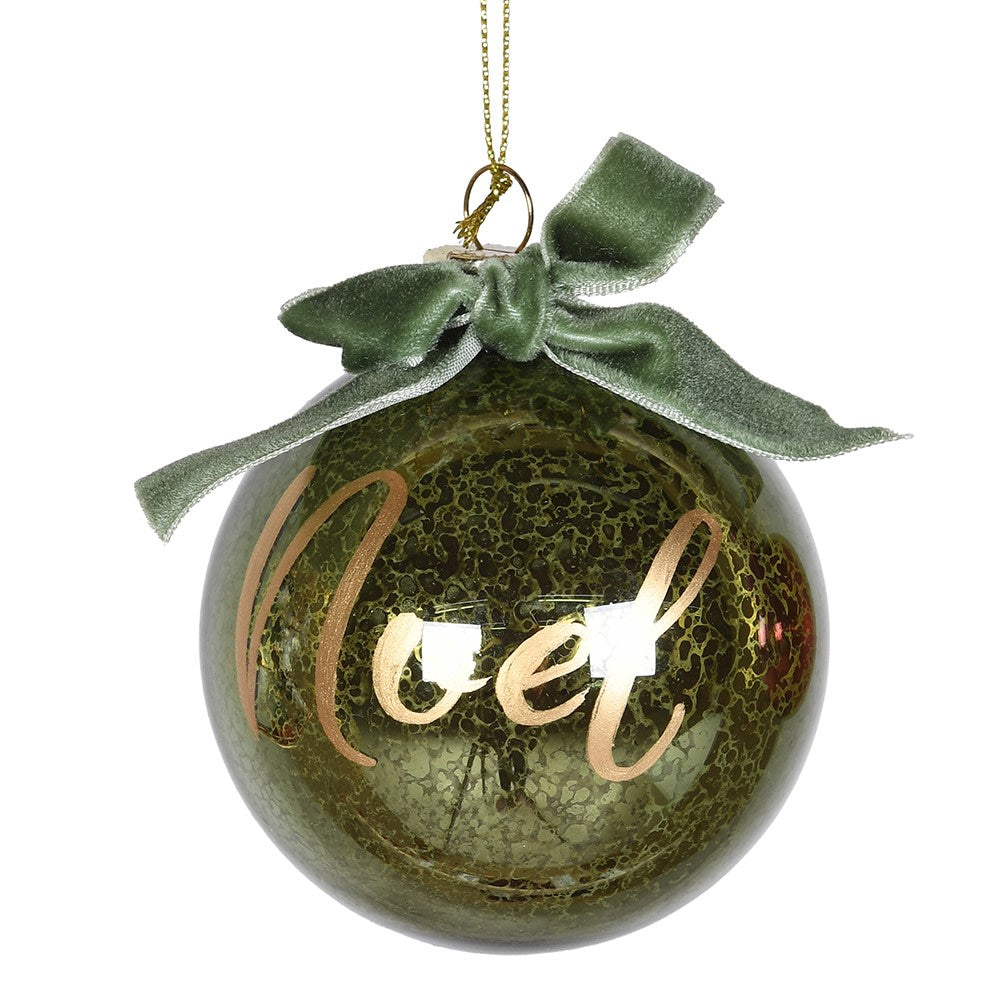 Green Noel Ribbon Bauble