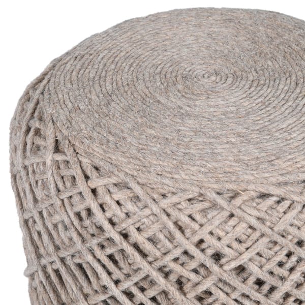 Almond Wool Rope Pouf