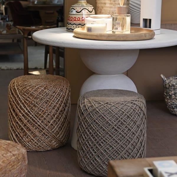 Almond Wool Rope Pouf