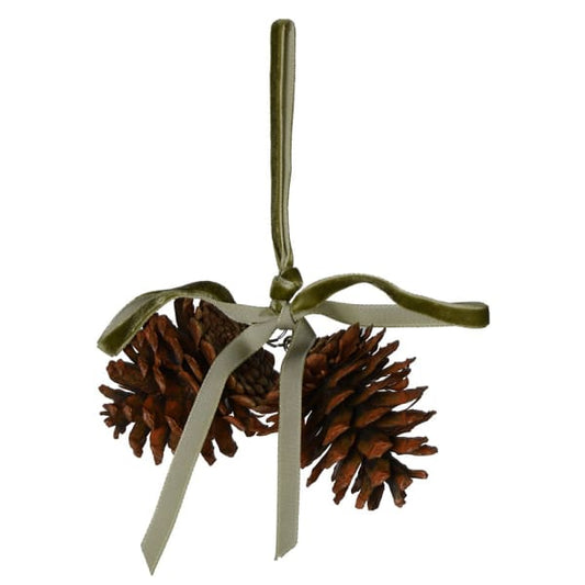 Pinecone Decoration with Green Bow