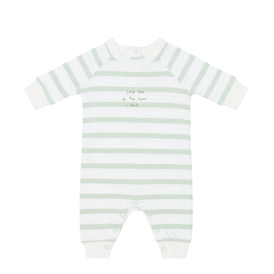 Bob & Blossom Powder Blue & White Love You To The Moon And Back Breton Striped All-in-One