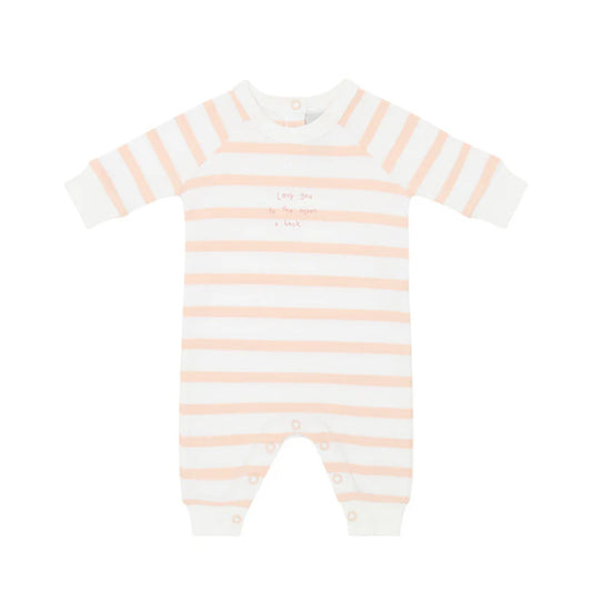 Bob & Blossom Powder Pink & White Love You To The Moon And Back Breton Striped All-in-One