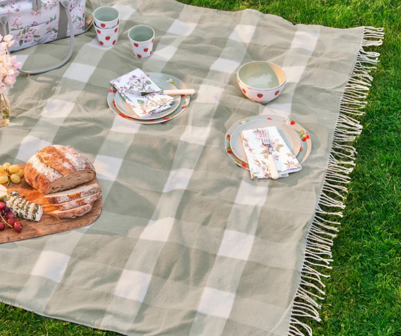 Sophie Allport Picnic Blanket - Gingham Olive