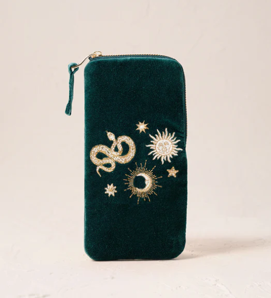 Elizabeth Scarlett Alchemy Green Velvet Glasses Case