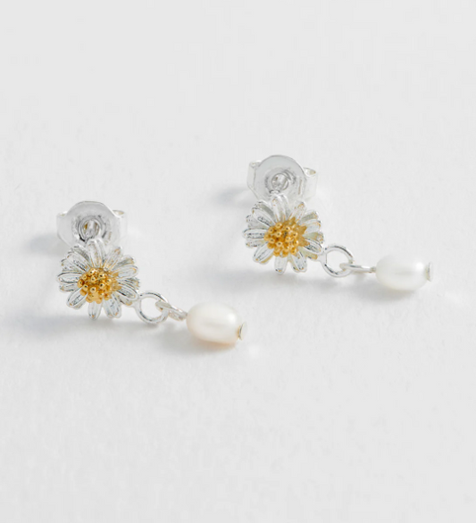 Estella Bartlett Silver Plated Wildflower Pearl Drop Studs