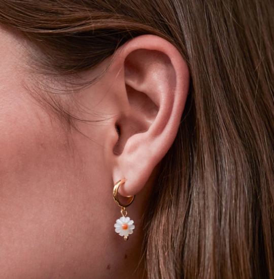 Estelle Bartlett Flower Shell Hoop Earrings