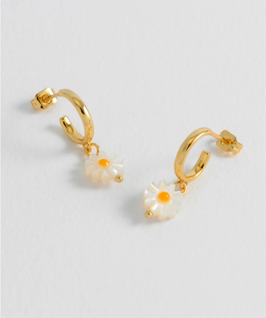 Estelle Bartlett Flower Shell Hoop Earrings