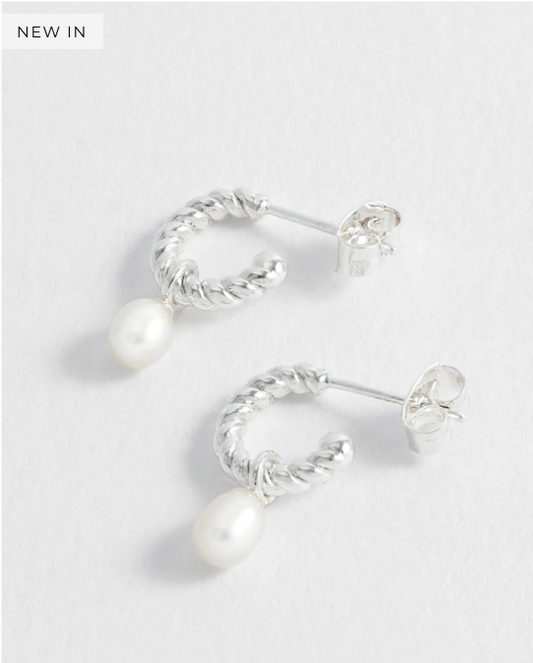 Estella Bartlett Pearl Drop And Twist Hoop Earrings