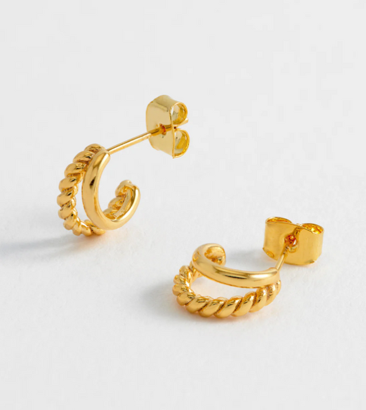 Estella Bartlett Plain and Twist Double Hoop Earrings