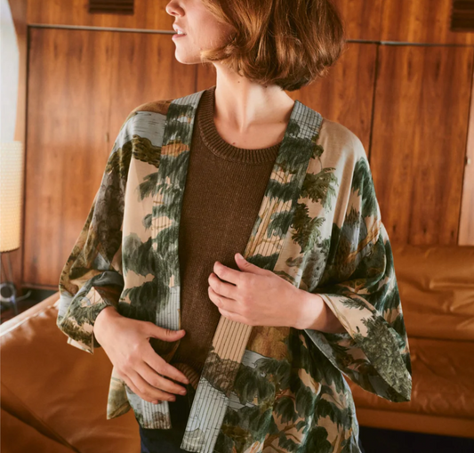 One Hundred Stars Rivers and trees Natural Kimono