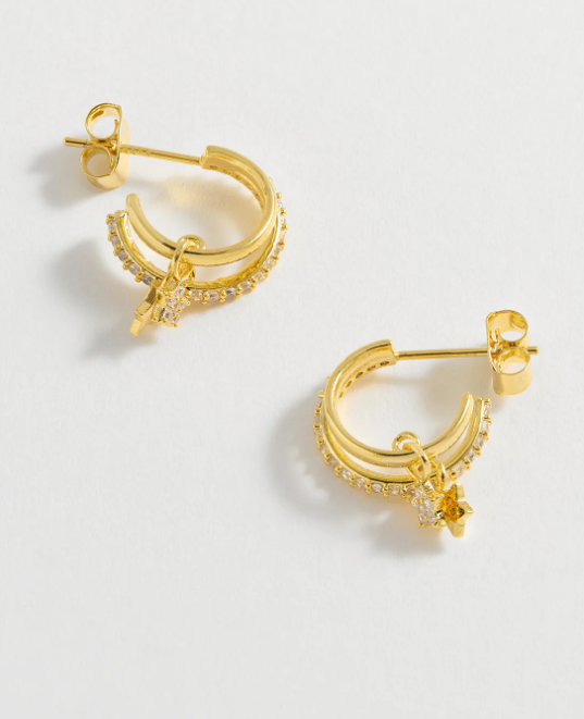 Estella Bartlett Duo Pave Star Hoop Earring
