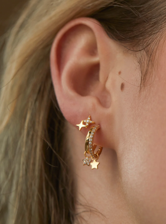 Estella Bartlett Duo Pave Star Hoop Earring