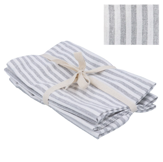 Gisela Graham Pack/4 Cotton Napkin 40cm - Grey Mix Stripe