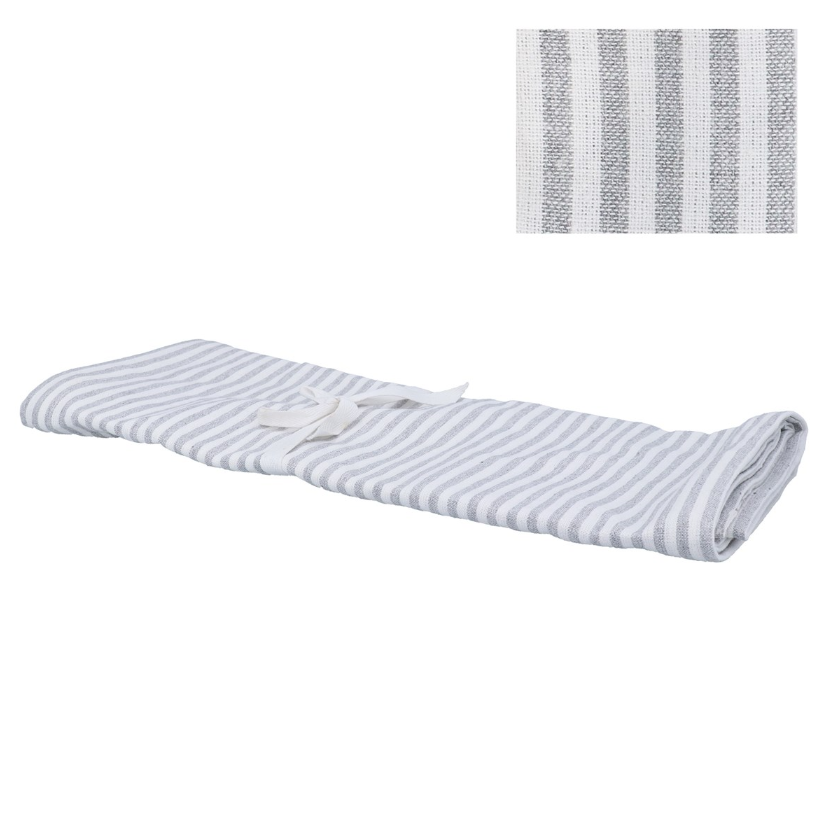 Gisela Graham Cotton Table Runner 200cm - Grey Mix Stripe