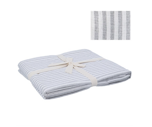 Gisela Graham Cotton Tablecloth 250cm - Grey Mix Stripe