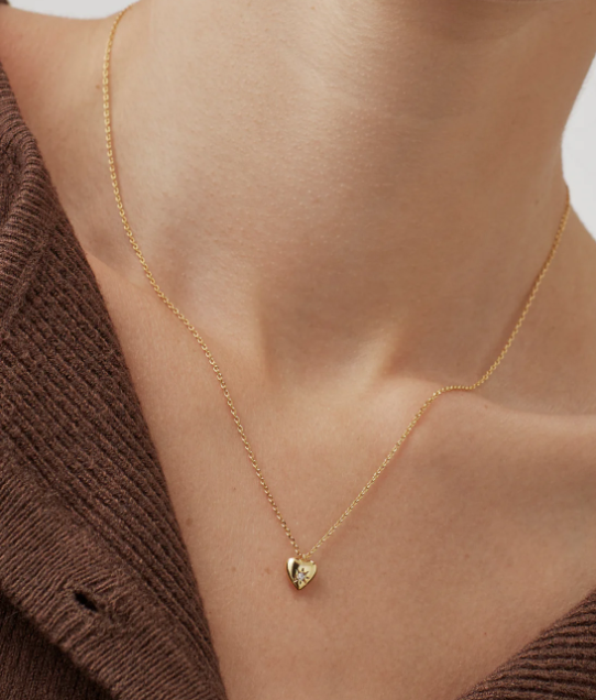 Estella Bartlett CZ Star Puffy Heart Necklace