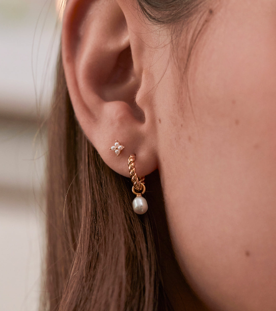 Estella Bartlett Gold Plated Pearl Drop And Twist Hoop Earrings